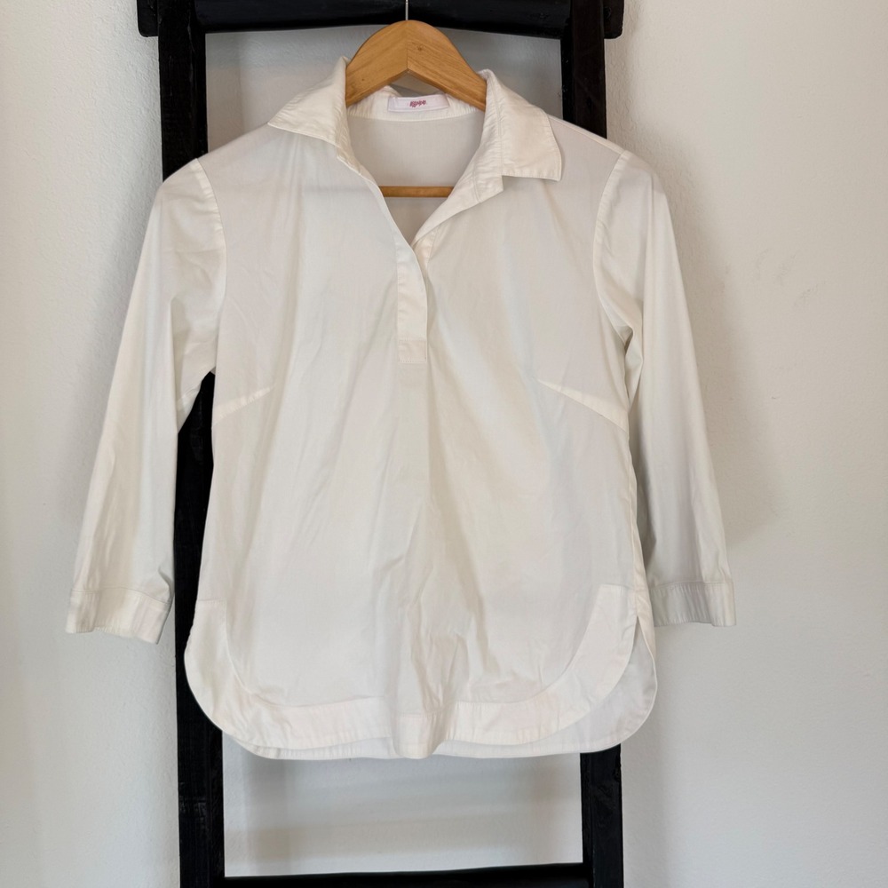 Leggiadro White Button Up Collared 3/4 Sleeve Shirt Top Size 2 | $450 |